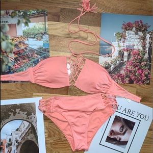 pink netted abercrombie two piece swimsuit🤩